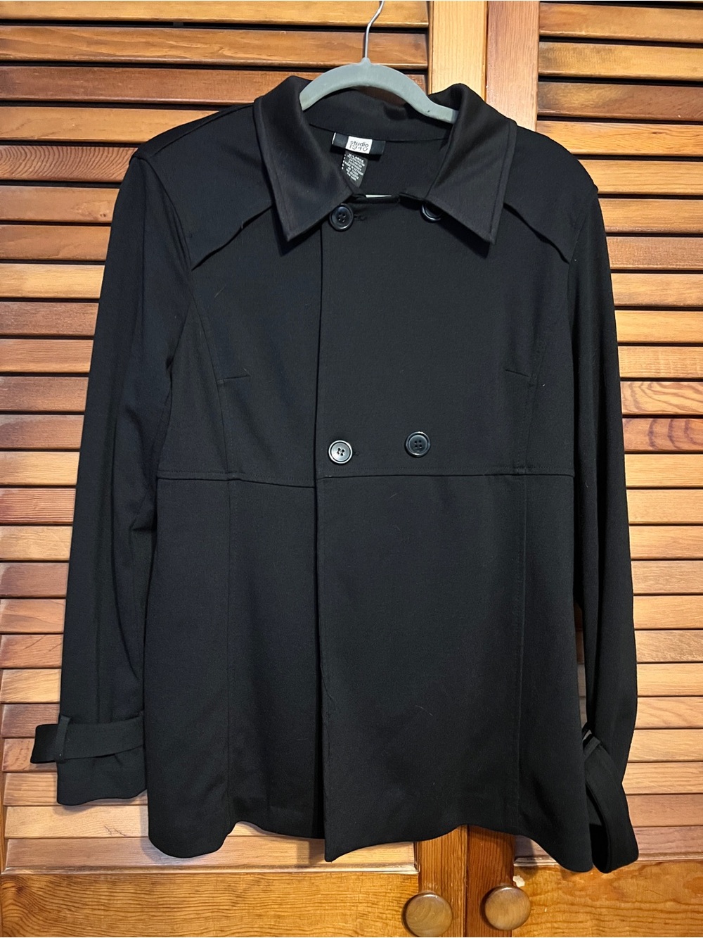 Studio 1940 Black Short Double-Breasted Pea Coat